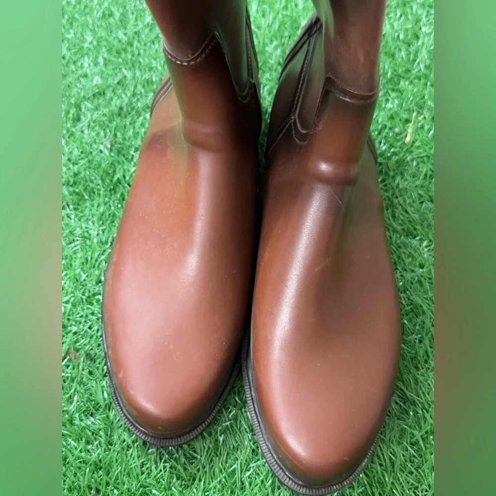 Burberry Sienna Equestrian‎ Brown Rubber Rain Boots Size 40 in womens